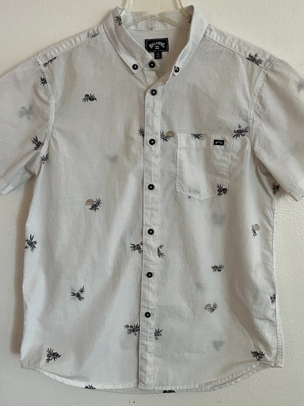 Billabong Men's Sundays Mini Shirt Button Up Size M Beach Palm Coastal Tropical
